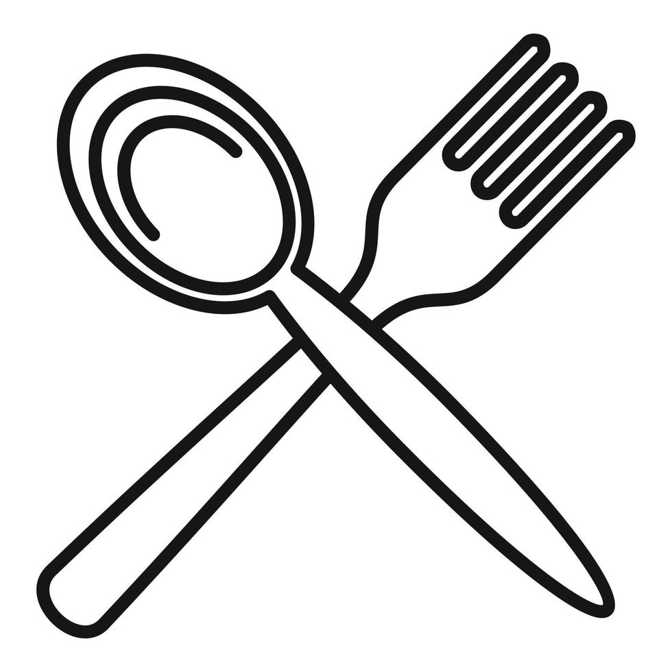 Fork spoon icon, outline style vector