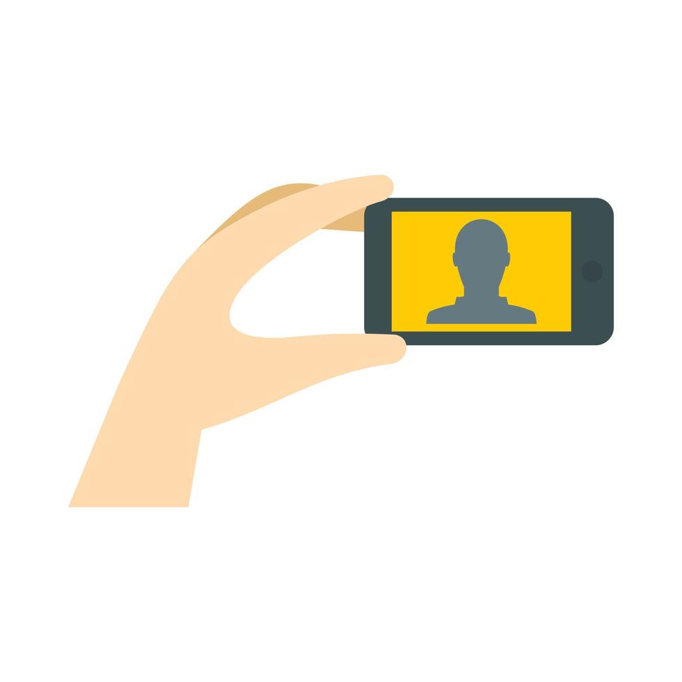 Man taking selfie photo on smartphone icon vector