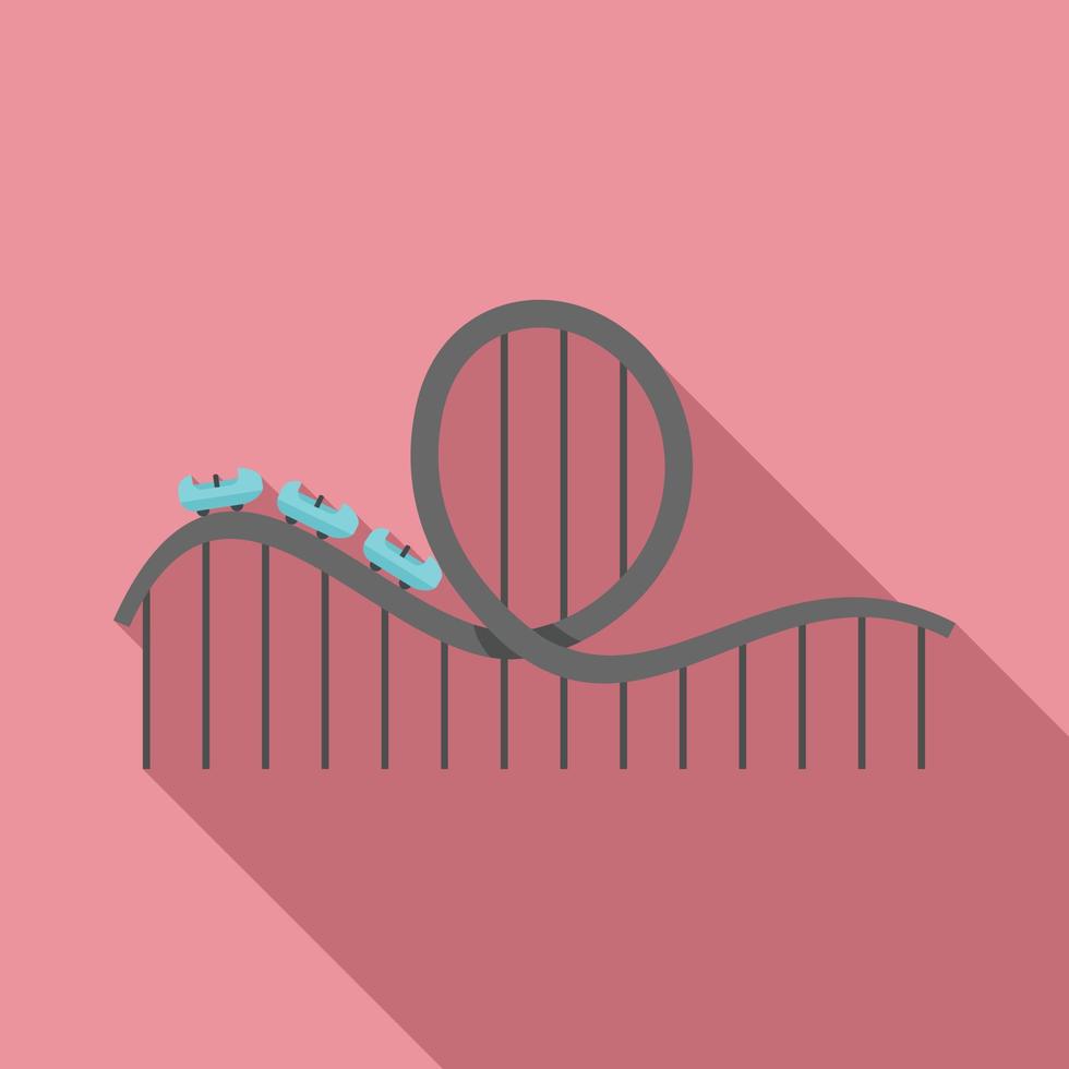 Roller coaster amusement icon, flat style vector