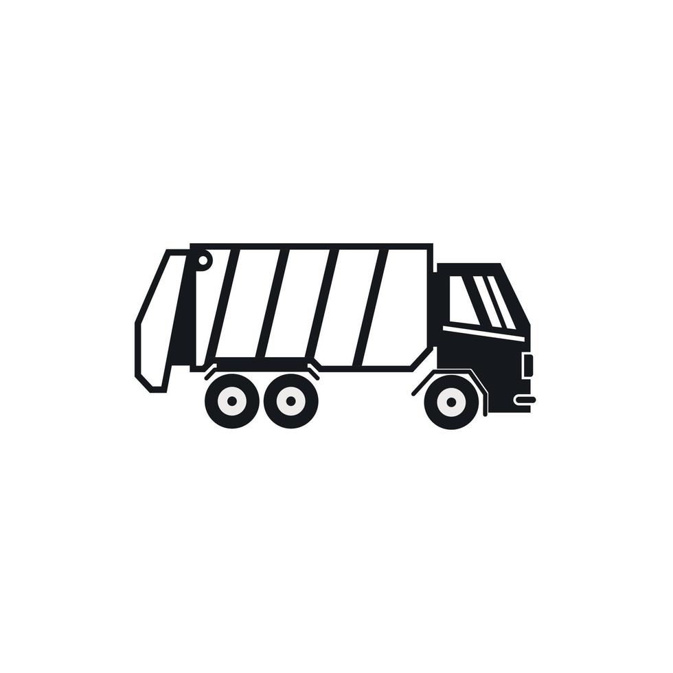 Garbage truck icon, simple style vector