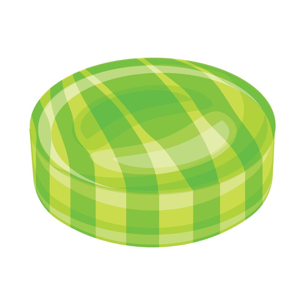 Green caramel icon, cartoon style vector