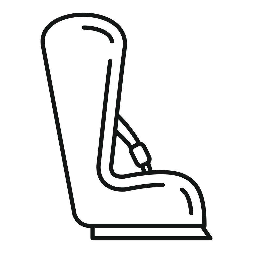 icono de asiento de bebé de coche de seguridad, estilo de esquema vector