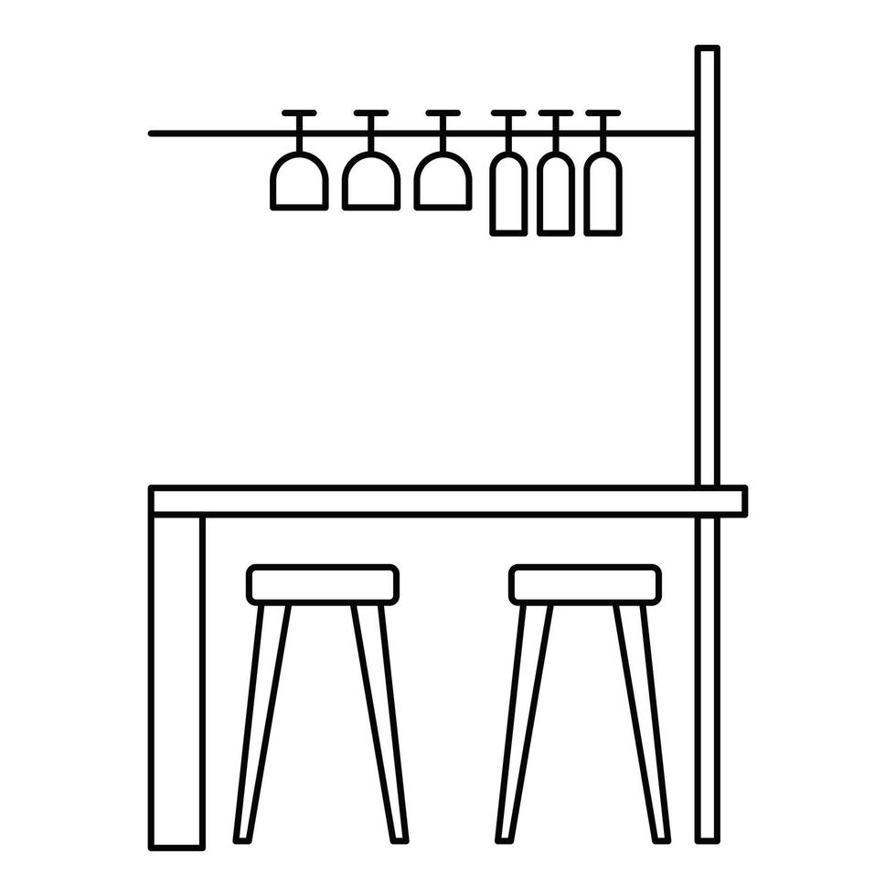 icono de muebles de bar, estilo de contorno vector