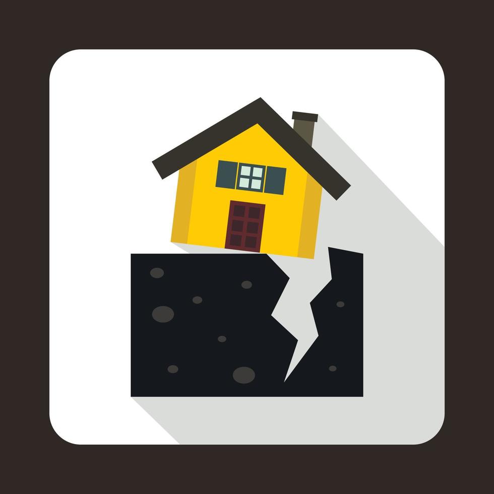 casa después de un icono de terremoto, estilo plano vector