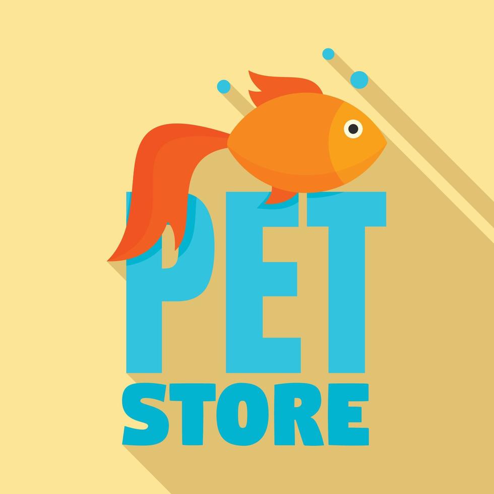 Fish pet store logo, flat style vector