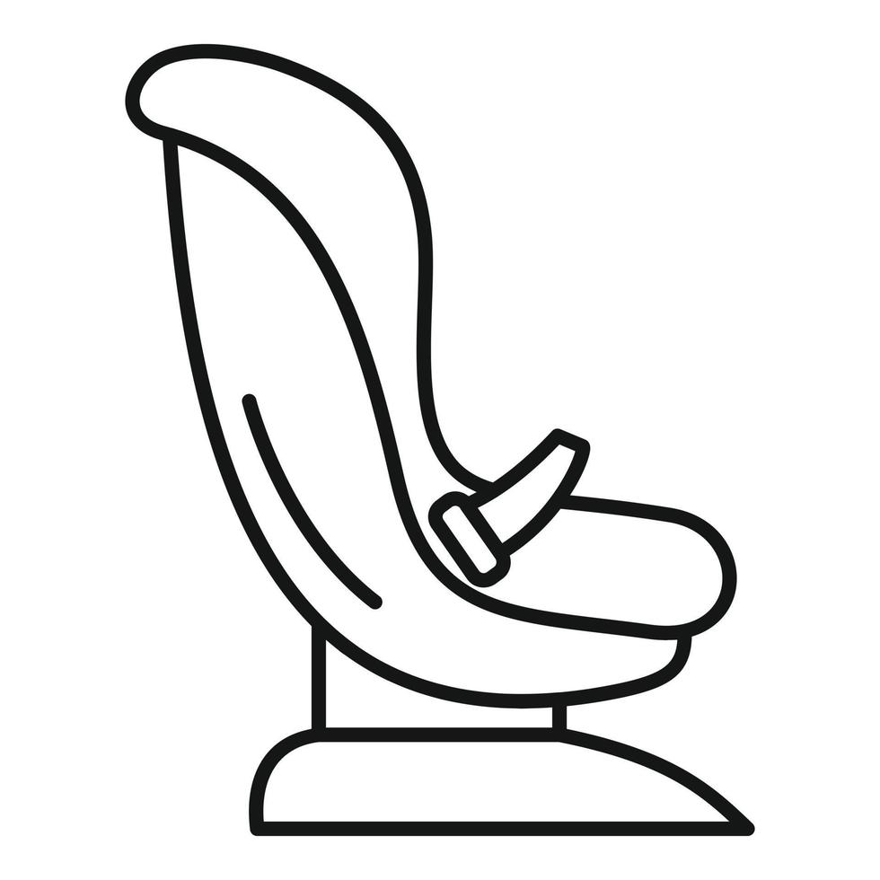 icono de asiento de coche de bebé con cinturón, estilo de esquema vector