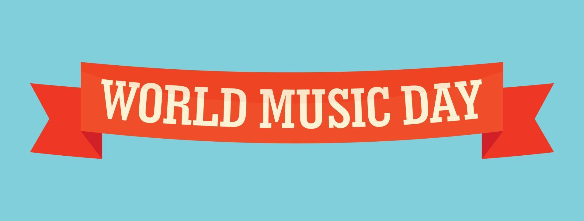 icono de banner del día mundial de la música, estilo plano vector