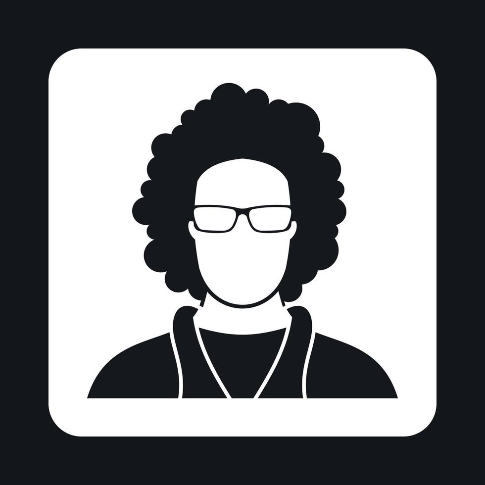 Male afro avatar icon, simple style vector
