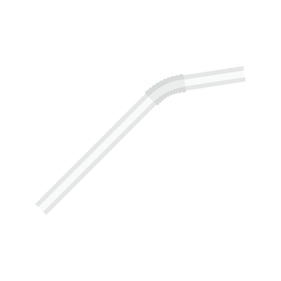 White drink straw icon, flat style vector