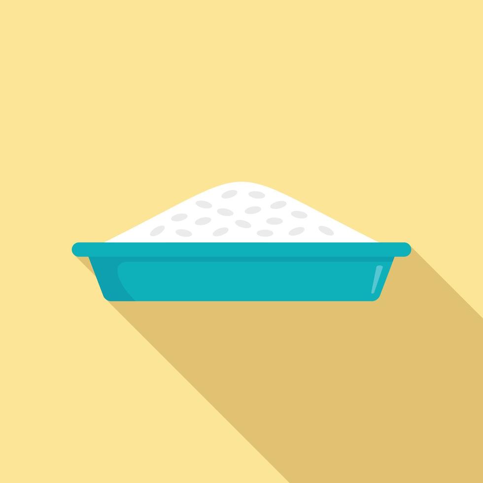icono de almuerzo de plato de arroz, estilo plano vector