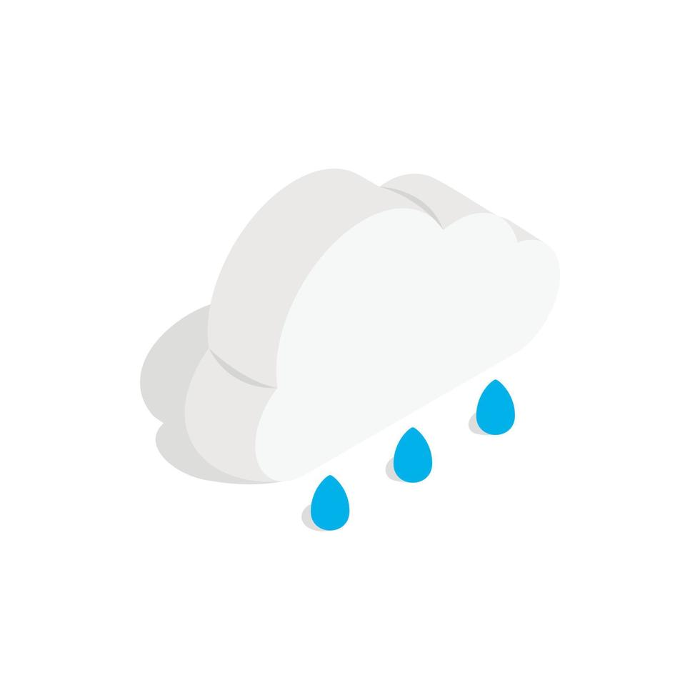 Cloud with rain drops icon, isometric 3d style vector