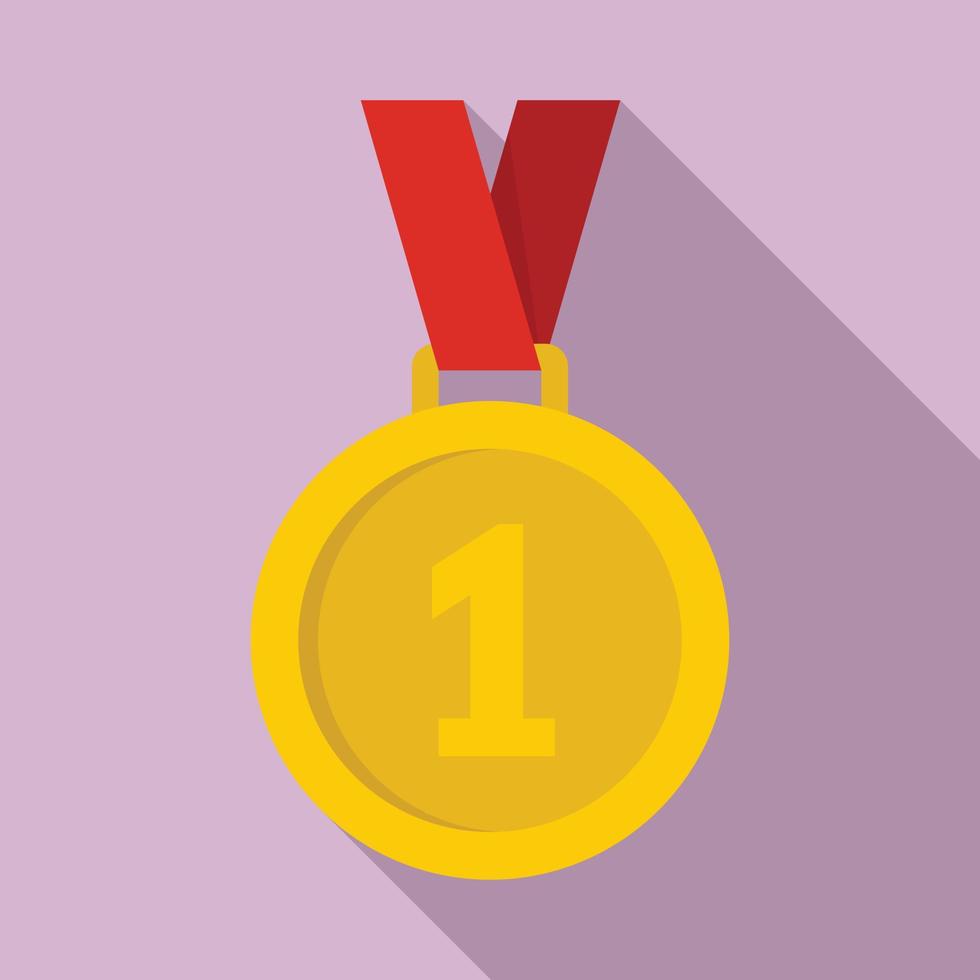 Gold medal icon, flat style vector