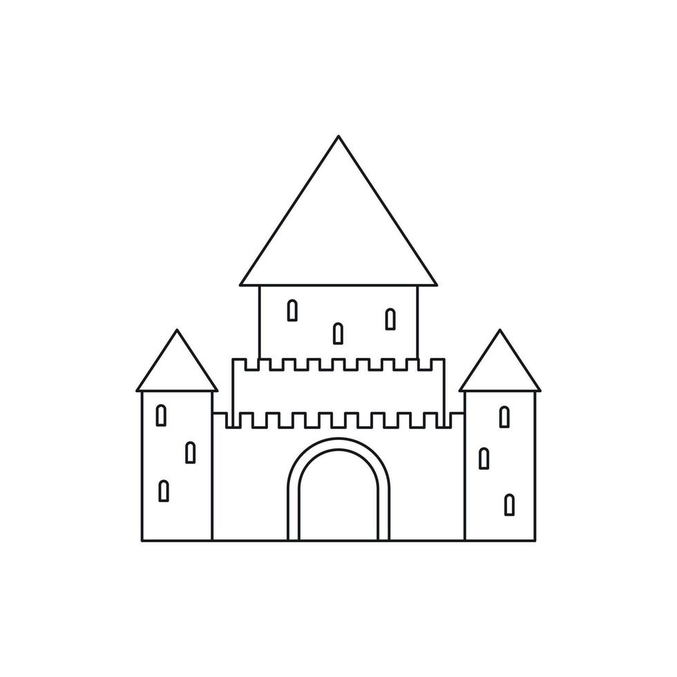 Chillon Castle, Switzerland icon, outline style vector