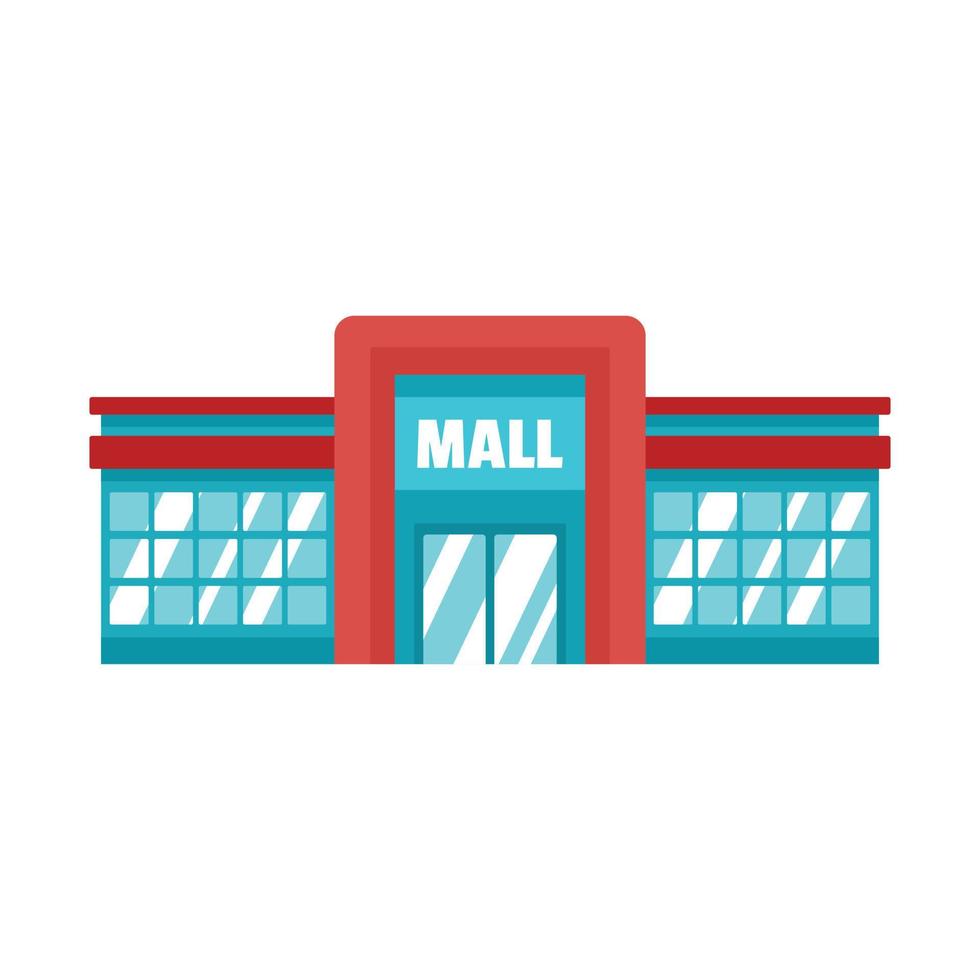 icono de centro comercial de supermercado, estilo plano vector