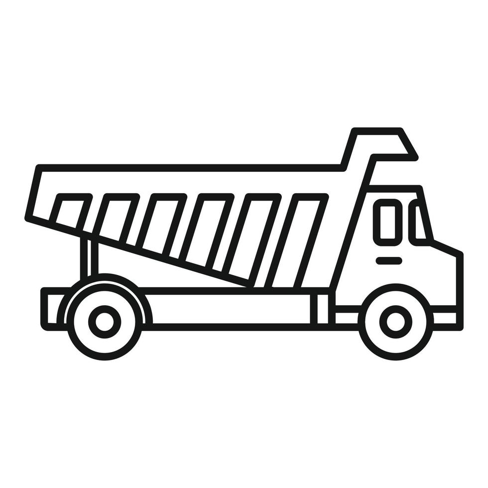 Tipper unloading icon, outline style vector