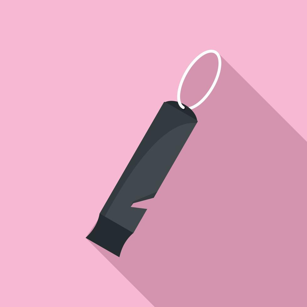 Black whistle icon, flat style vector