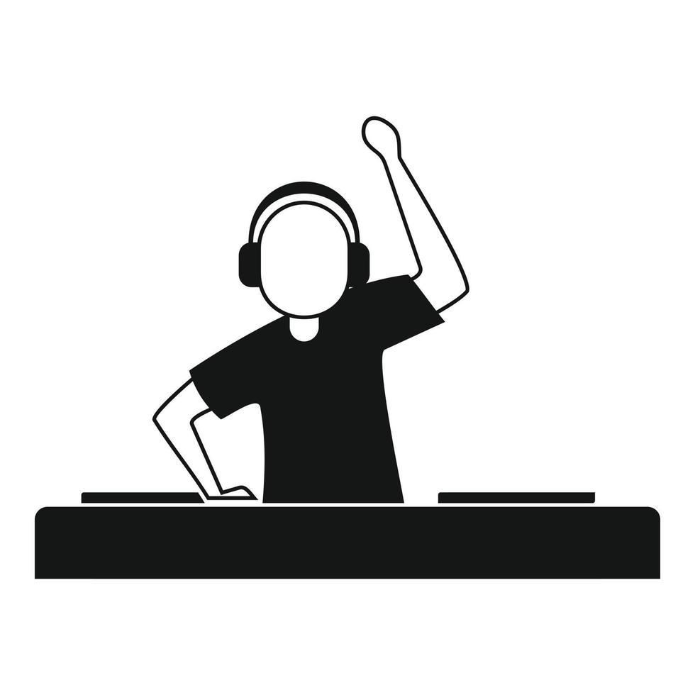 icono de dj de música, estilo simple vector