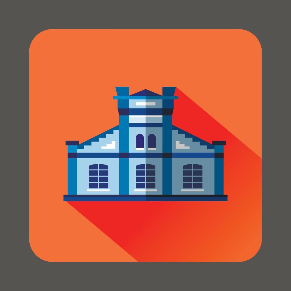 icono de edificio público azul, estilo plano vector