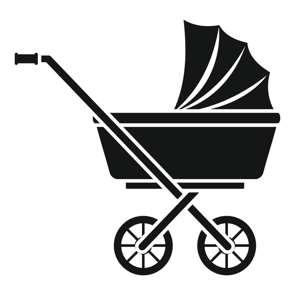 Baby pram icon, simple style vector