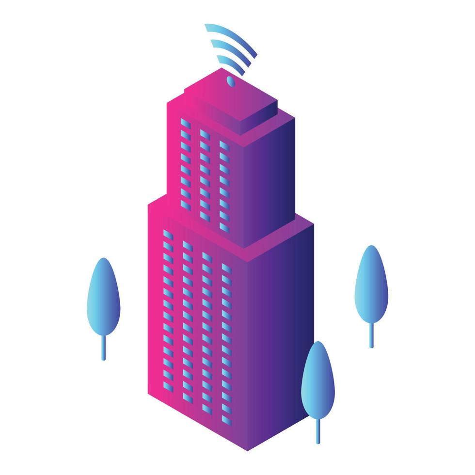 Intelligent building icon, isometric style vector