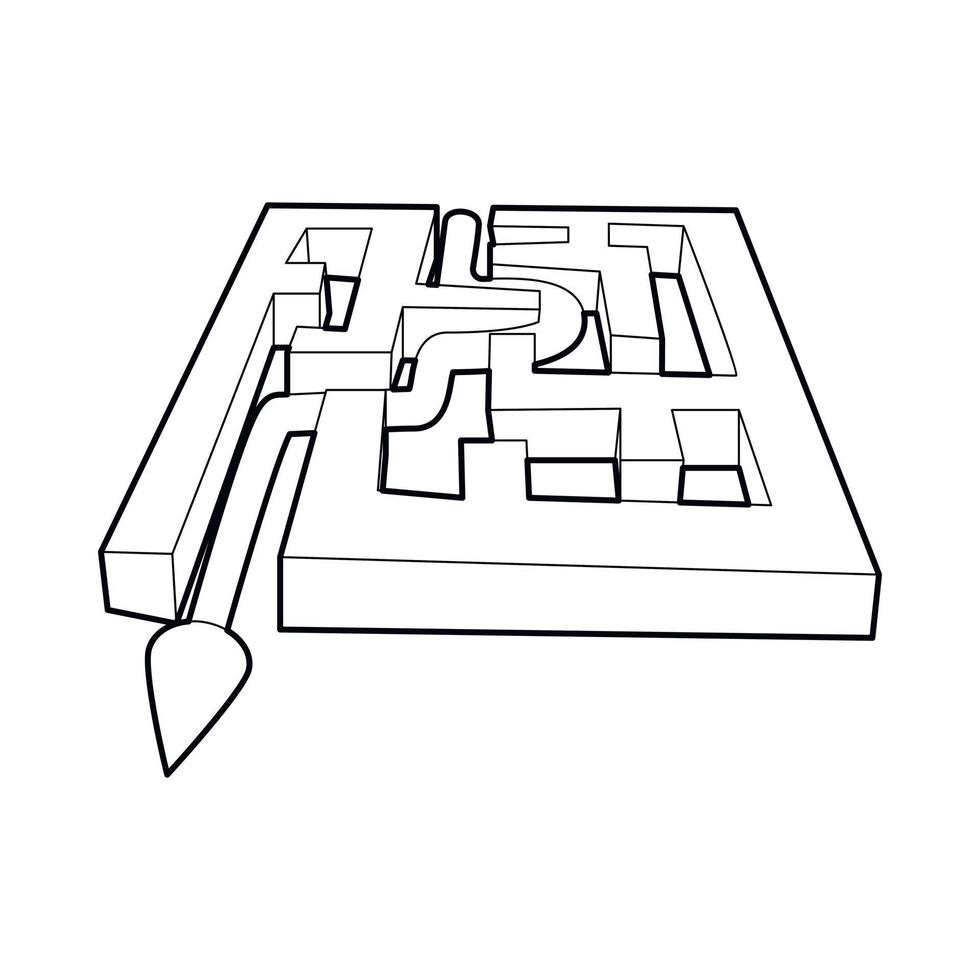 Path with arrow across labyrinth icon vector
