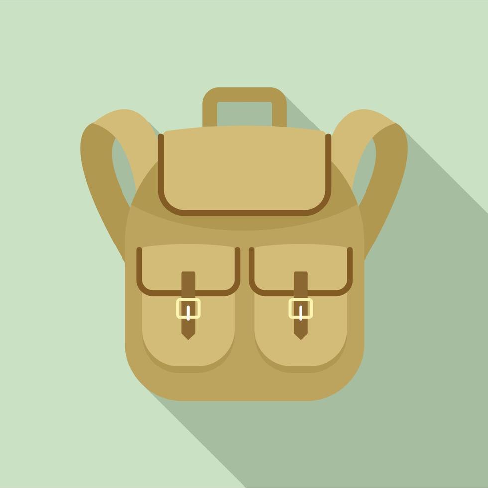 Trip backpack icon, flat style vector