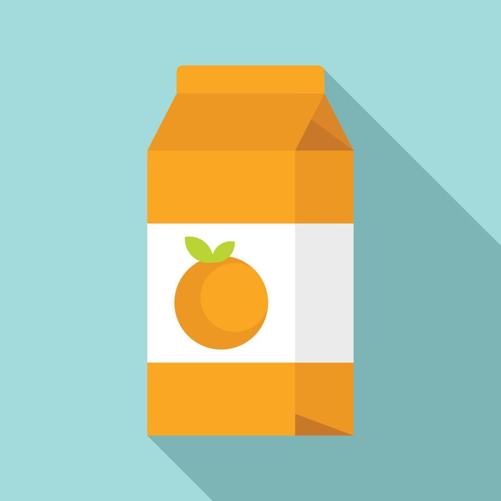 icono de paquete de jugo de naranja, estilo plano vector