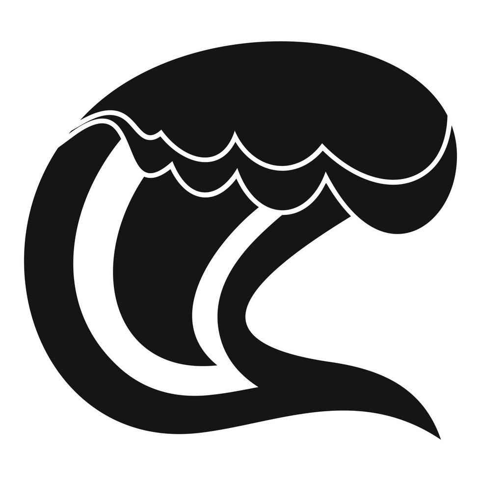Wave surfing icon, simple black style vector