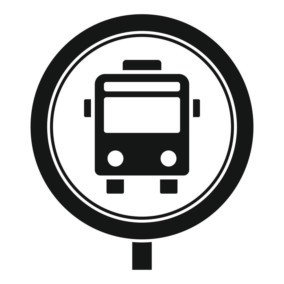 Circle bus stop sign icon, simple style vector