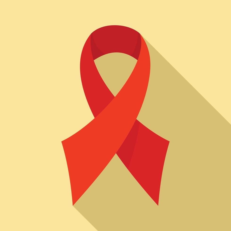 Red ribbon icon, flat style vector