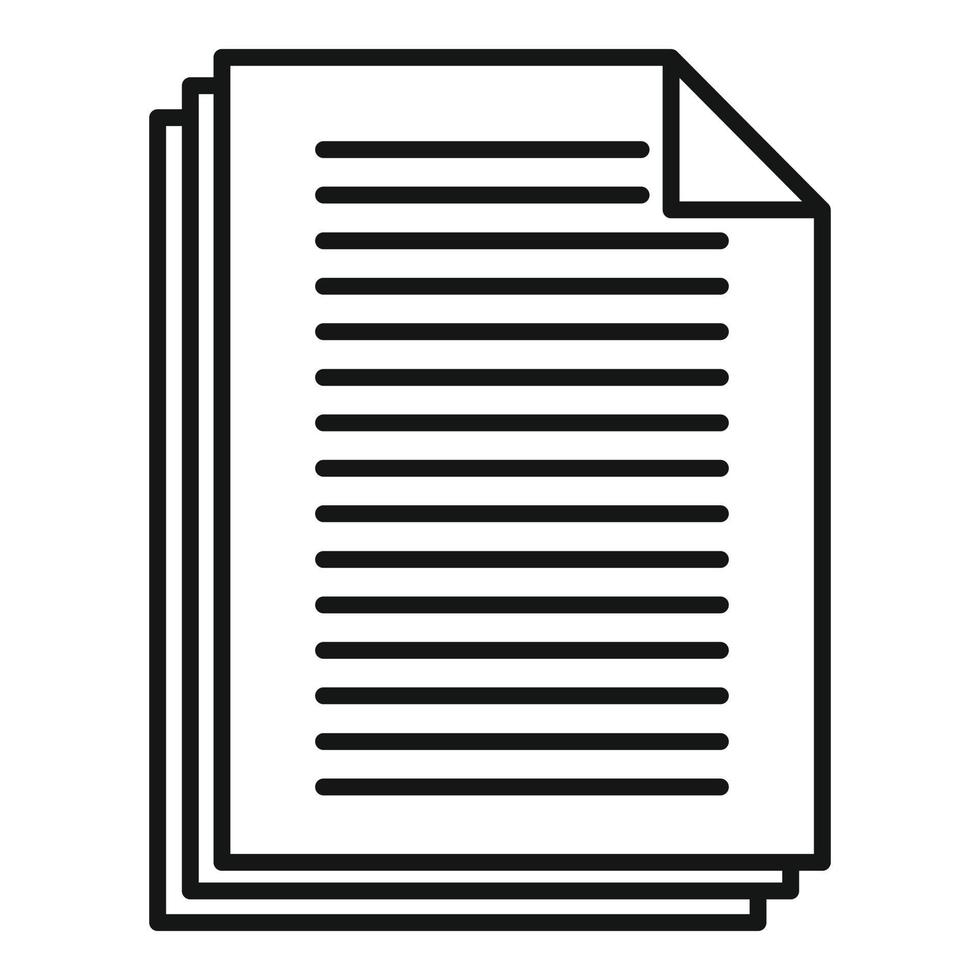 Summary papers icon, outline style vector