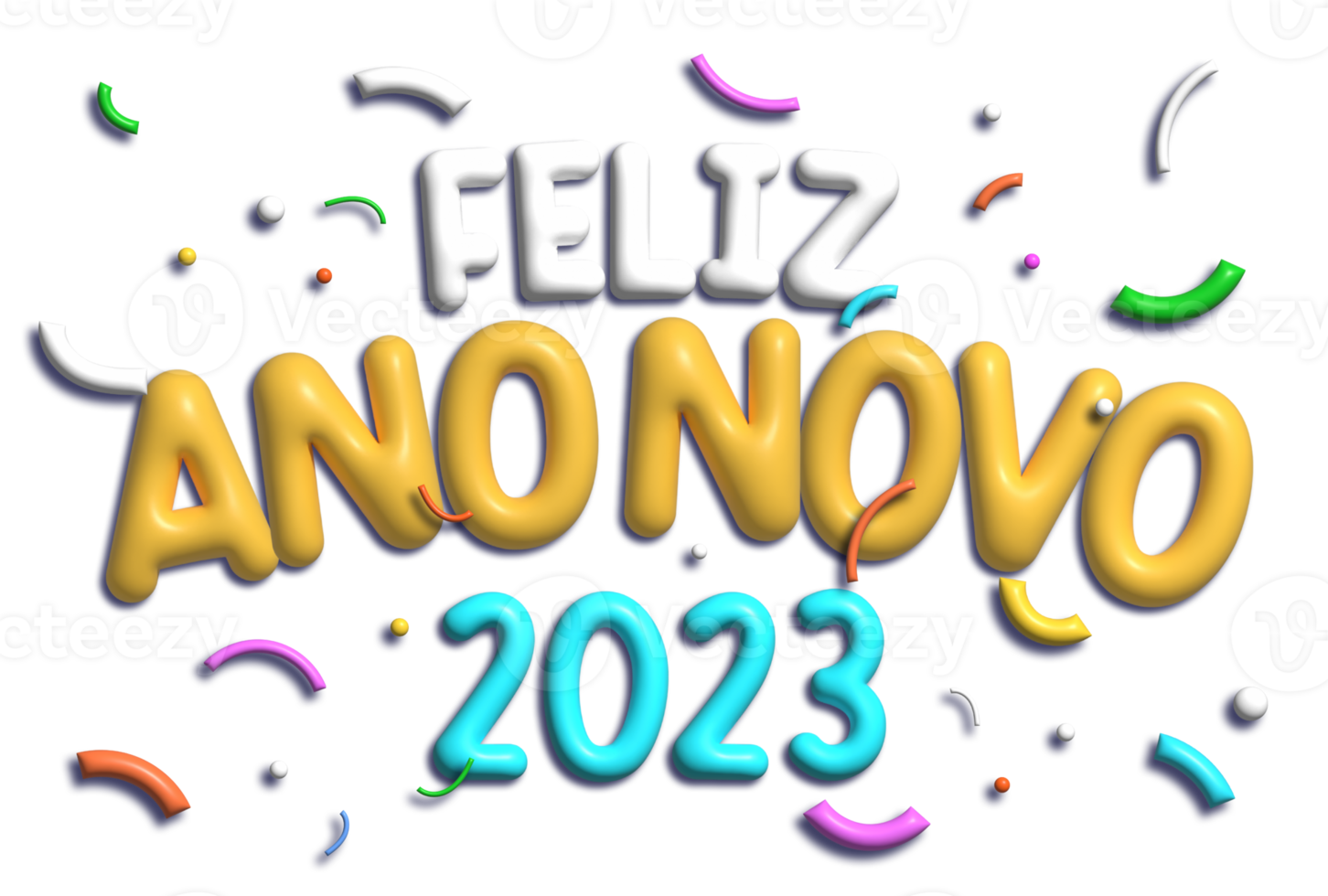 gelukkig nieuw jaar 2023 3d geven in braziliaans Portugees. vertaling - gelukkig nieuw jaar 2023. png