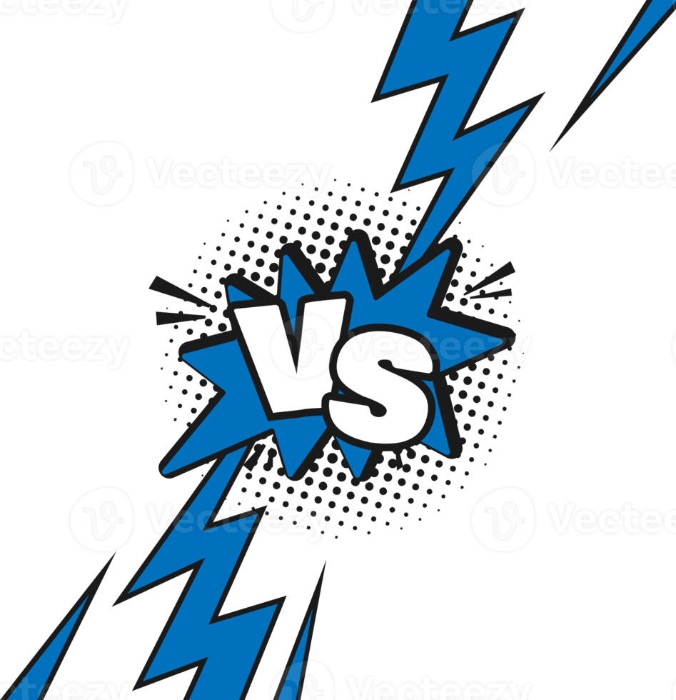 Versus VS letters fight background in flat comics style design png