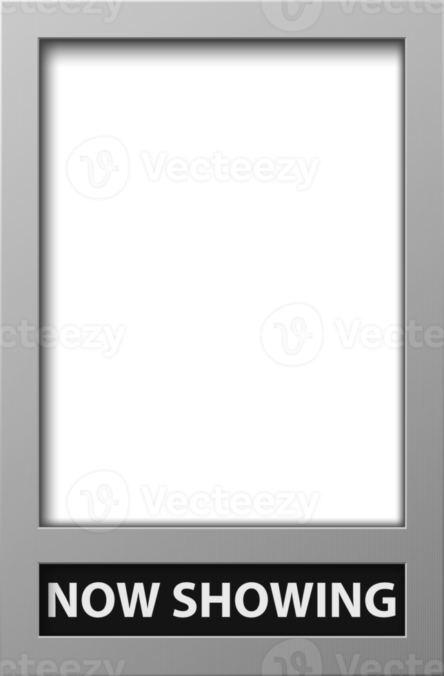 Movie poster frame template with now showing png