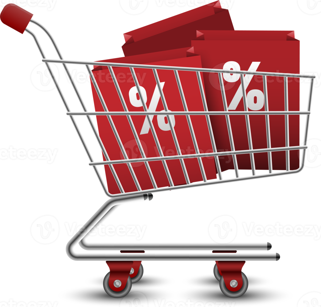Shopping carts with shopping bag png