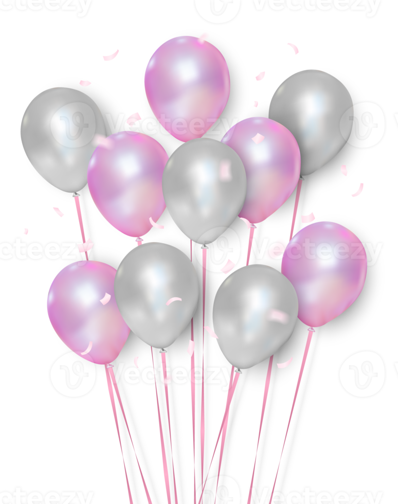 Pink and white colors with realistic flying helium balloons 14585782 PNG