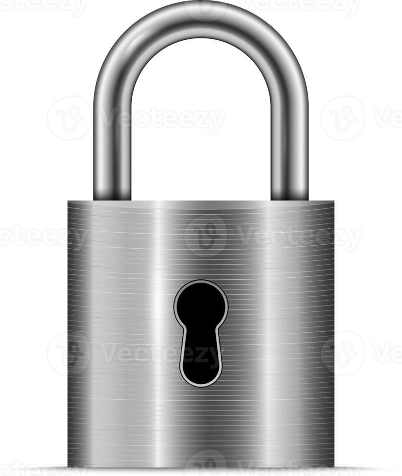 Silver locked padlock 14585783 PNG