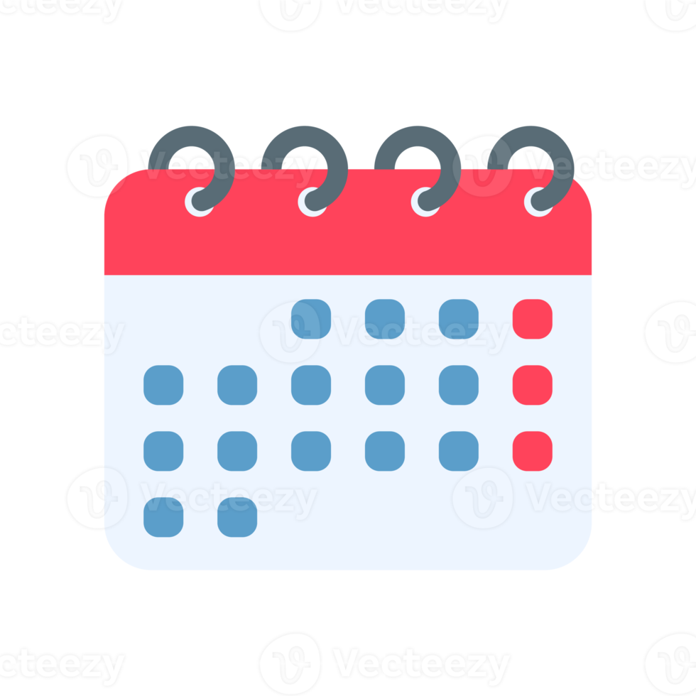 Calendar icon. A red calendar for reminders of appointments and important festivals in the year. png