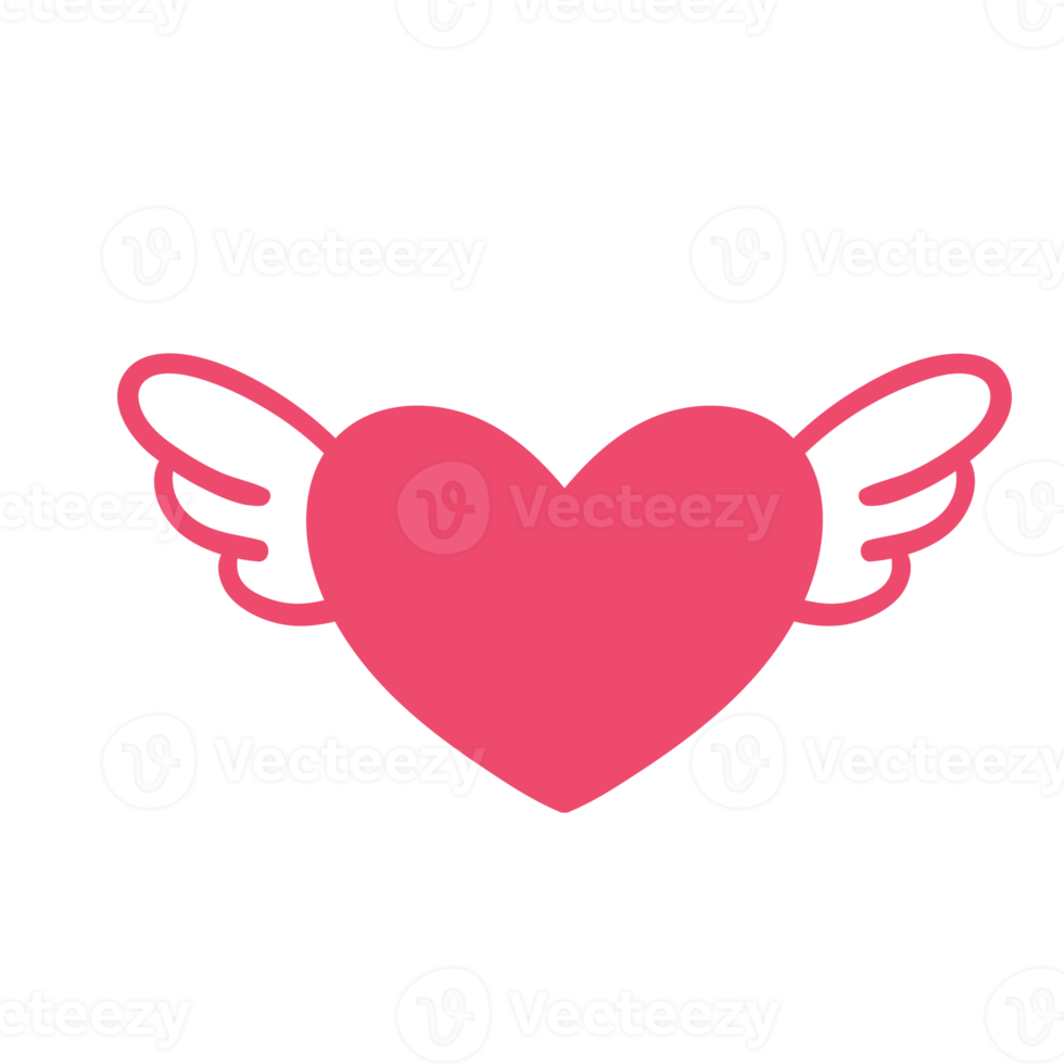 Heart with wings. Romantic valentine's day love concept. png