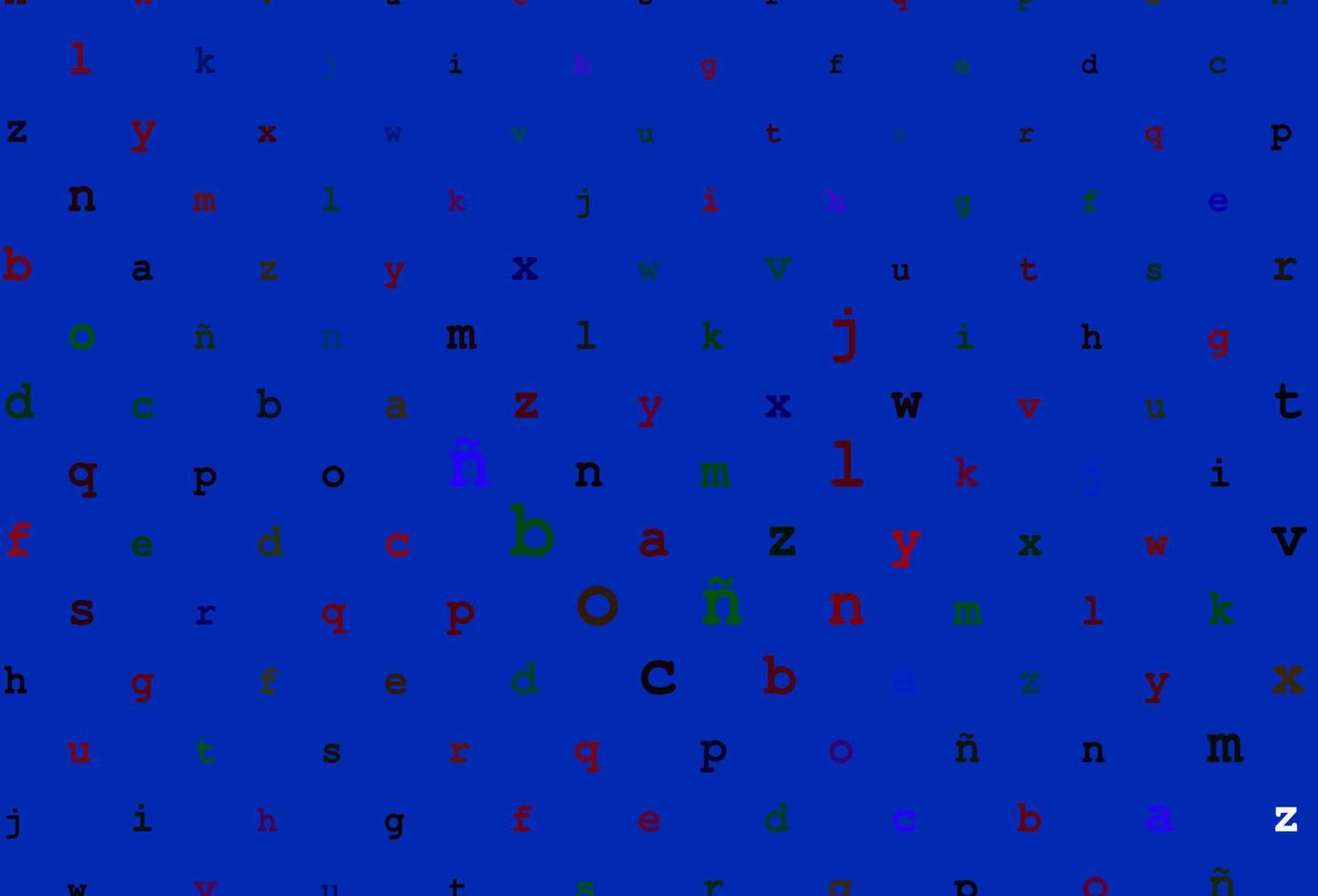 Dark multicolor, rainbow vector layout with latin alphabet.