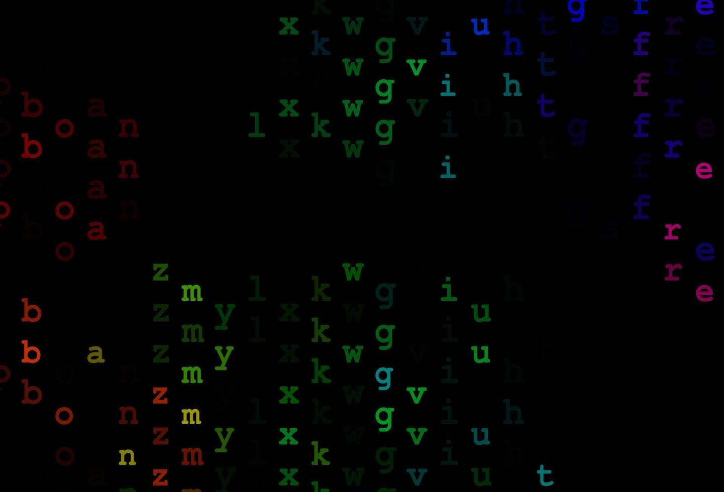 Dark multicolor, rainbow vector pattern with ABC symbols.