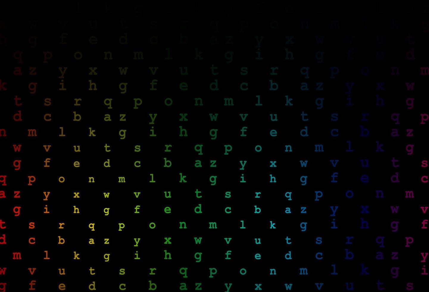 Dark multicolor, rainbow vector pattern with ABC symbols.