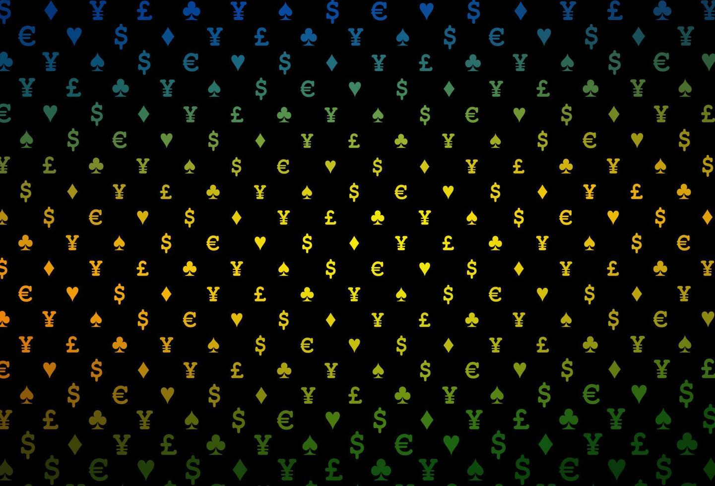 Dark multicolor, rainbow vector pattern with symbol of cards.