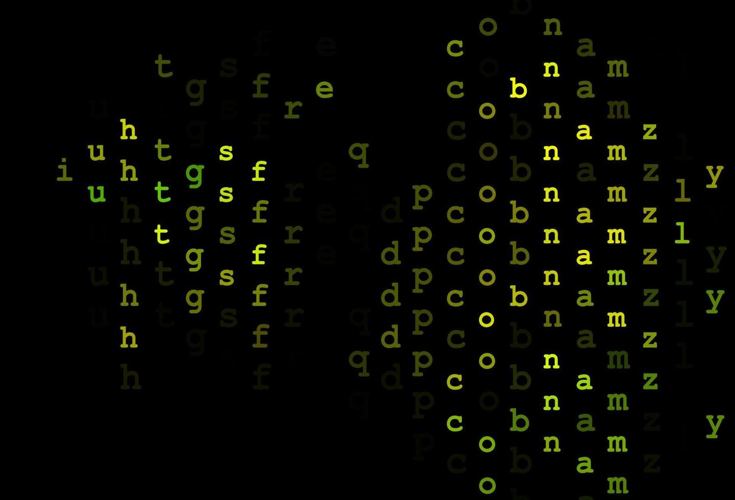 Fondo de vector verde oscuro, amarillo con signos del alfabeto.