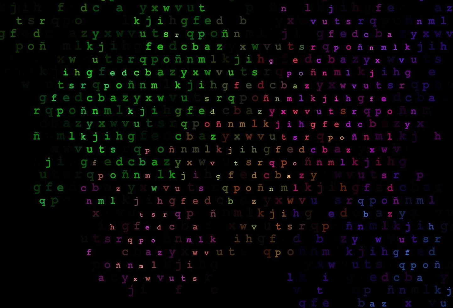 Dark multicolor, rainbow vector pattern with ABC symbols.