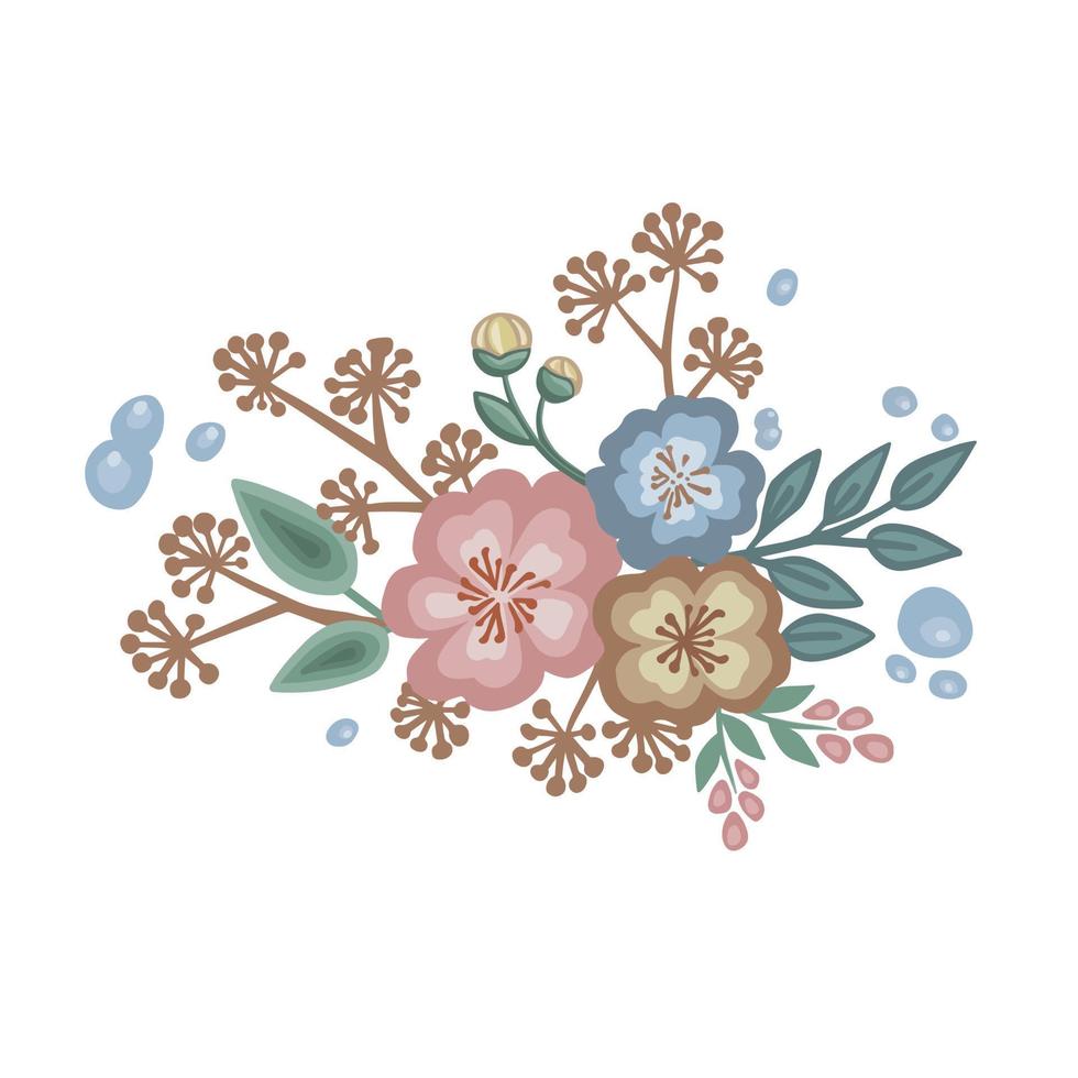 vector de flores silvestres rosa y azul