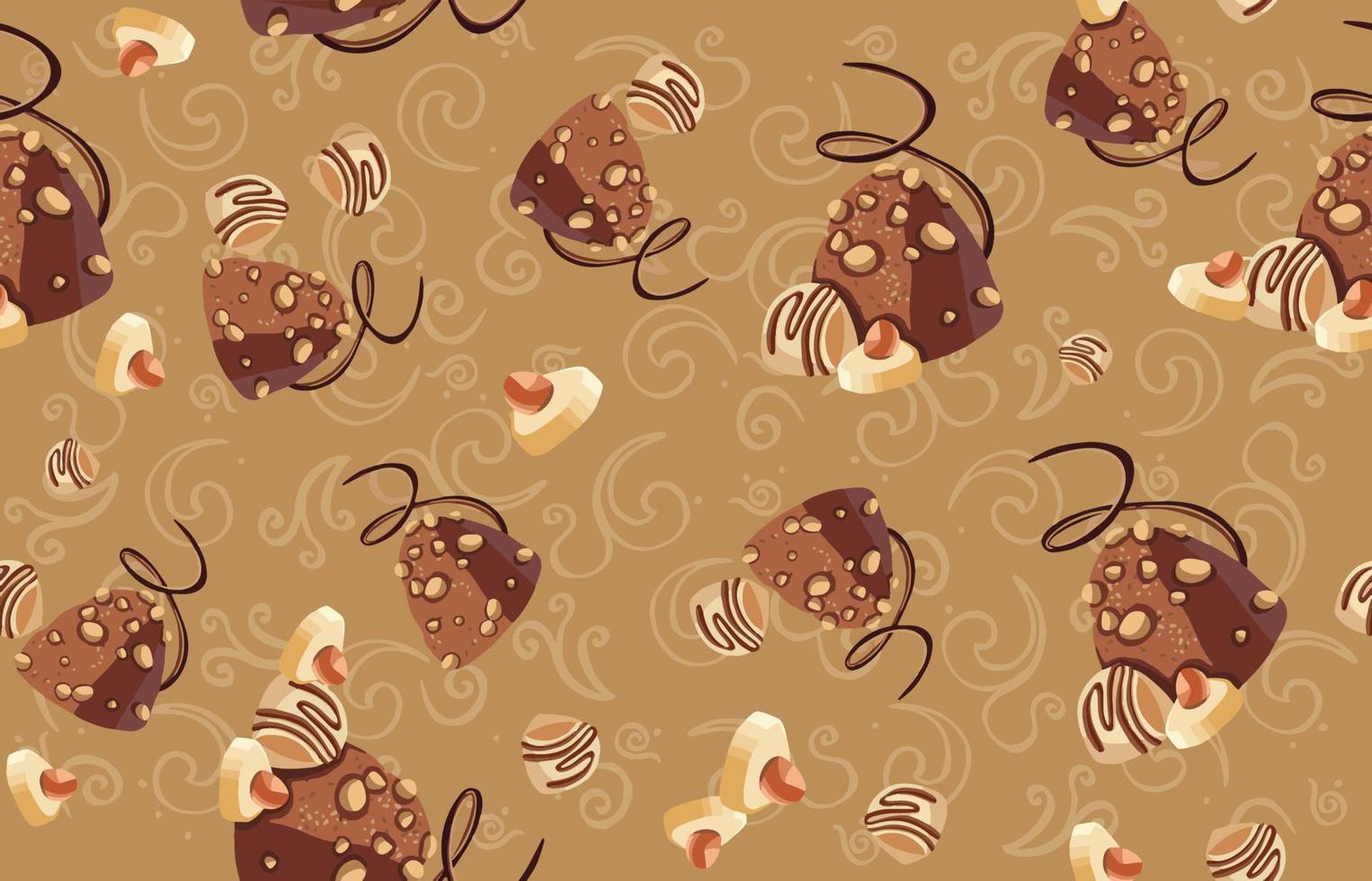 Seamless pattern of chocolate, sweets and cherry pattern. vector