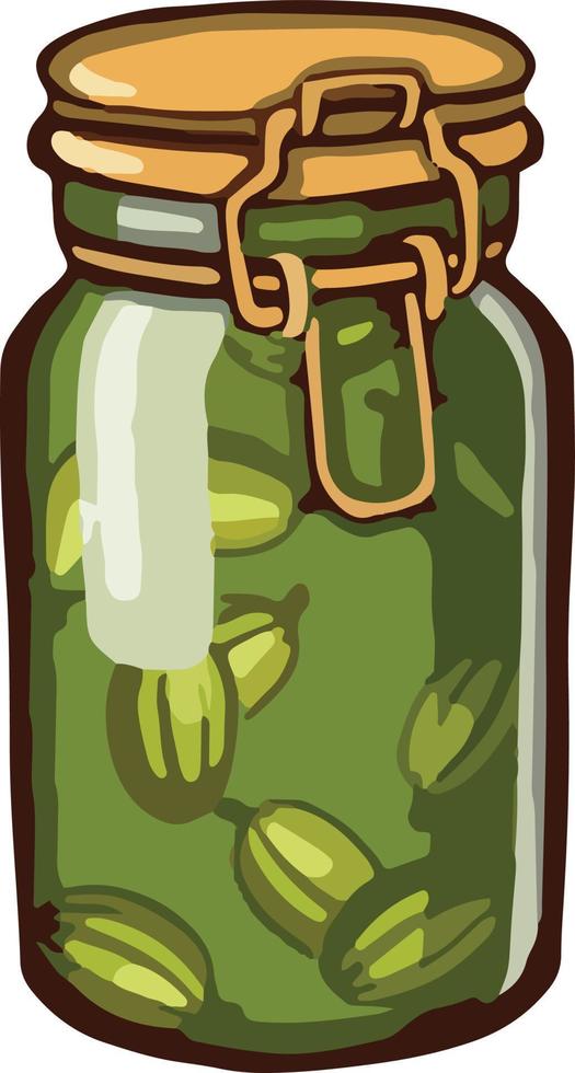 Green gooseberry jam blanks. vector illustration Cartoon style.