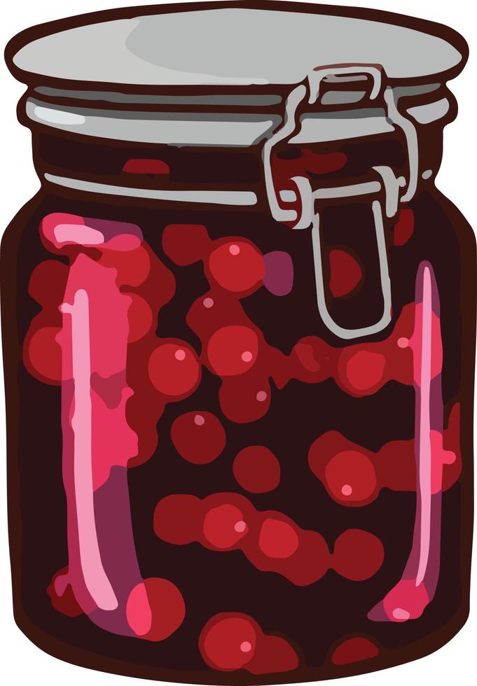 Red rowanberry jam preparations. vector illustration Cartoon style.