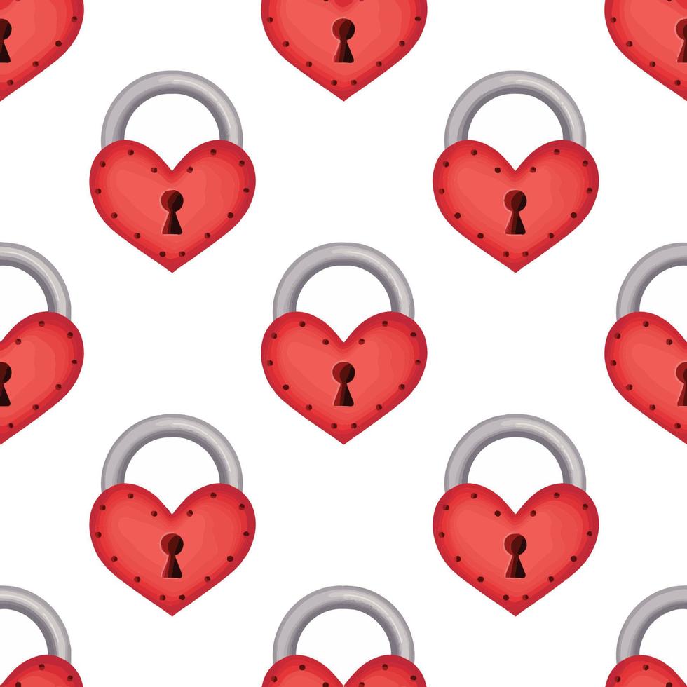 seamless pattern of red locks with hearts vector